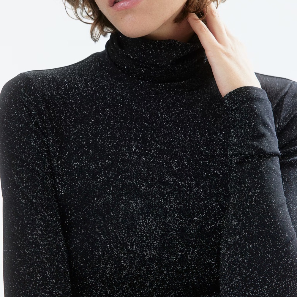 H&M Black Glitter Turtleneck Sweater